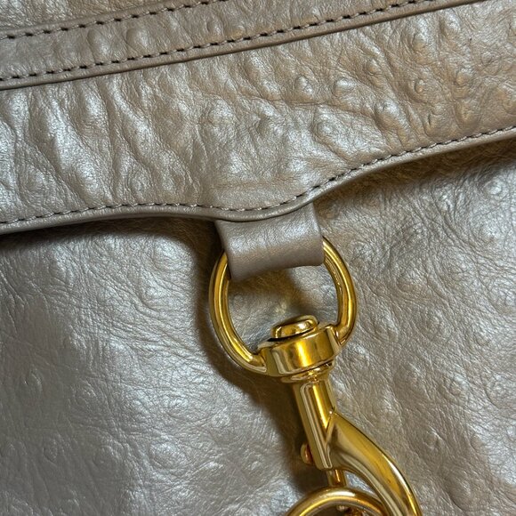 Rebecca Minkoff Gray Mini M.A.C. Leather Crossbody Bag Brass Chain Metal Accents - Picture 5 of 5
